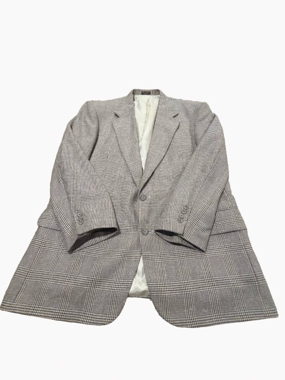 Oscar de la Renta Mens Silk Wool Glen Plaid Sport Coat 44R Blazer Suit Jacket